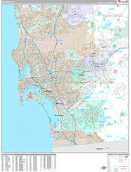 San Diego Wall Map Premium Style 2026